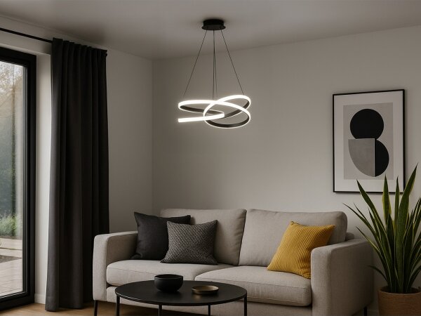 Димируем LED полилей на кабел, LED/90W/230V, 3000-6500K, диаметър 47 см + дистанционно управление
