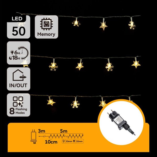 Aigostar - LED външна гирлянда 50xLED/8 функции 8m IP44 топла бяла светлина