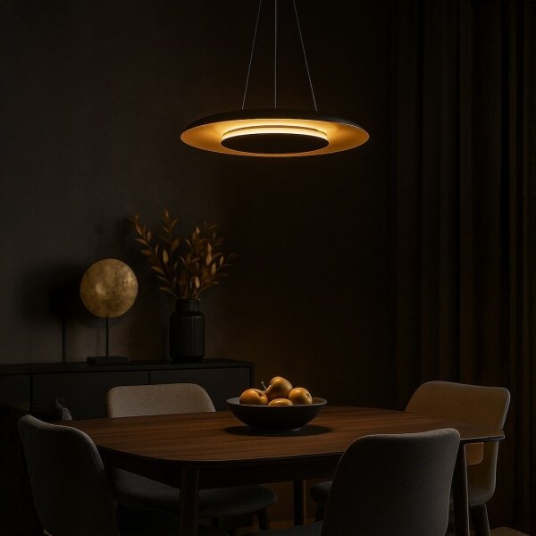 LED полилей на кабел PIATTINO LED/30W/230V 2700/3200/4000K Ø 40 cm черно/златно