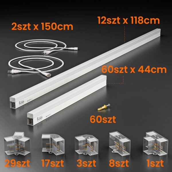 LED таванно осветително тяло LED/696W/85-265V 4000K 484x243 cm CRI 90 IP44 бяло