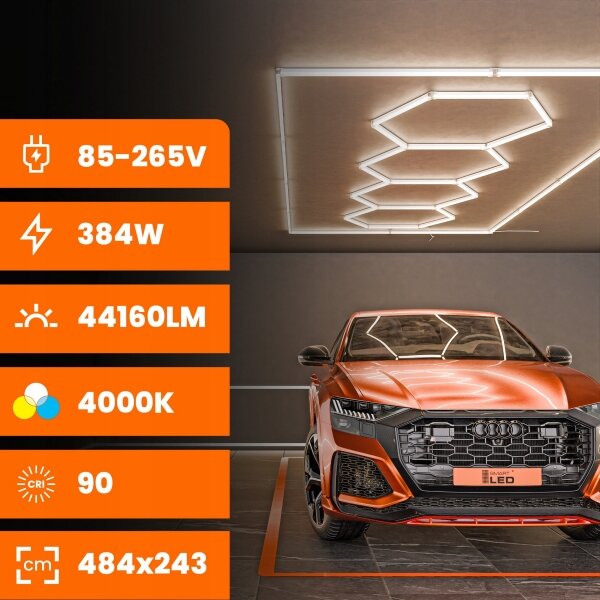 LED таванно осветително тяло LED/426W/85-265V 4000K 484x243 cm CRI 90 IP44 бяло