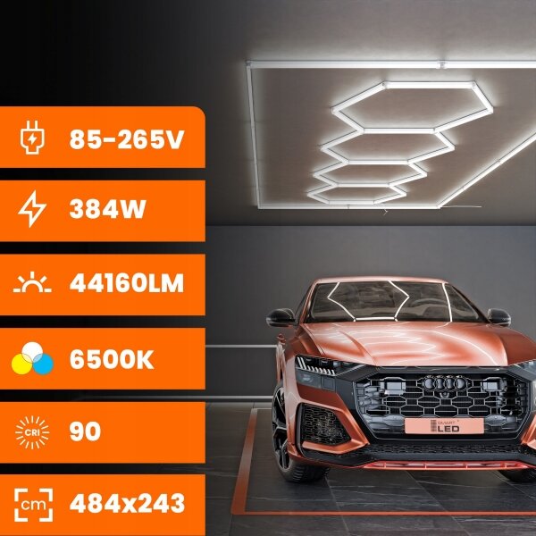 LED таванно осветително тяло LED/426W/85-265V 6500K 484x243 cm CRI 90 IP44 бяло
