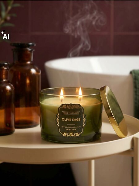 Sinsay - Ароматна свещ Olive Sage - тъмнозелено