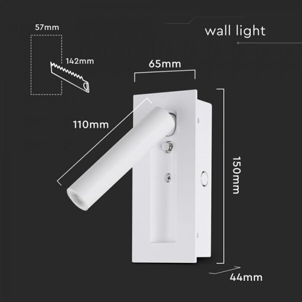 LED стенен спот LED/2W/230V 3000K бял