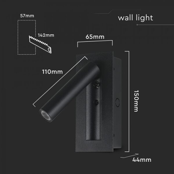 LED стенен спот LED/2W/230V 3000K черен