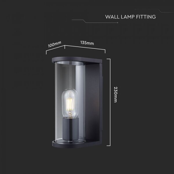 Външно стенно осветително тяло 1xE27/60W/230V IP44 черно/опушено стъкло