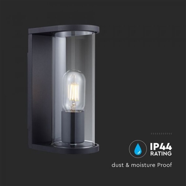 Външно стенно осветително тяло 1xE27/60W/230V IP44 черно/опушено стъкло