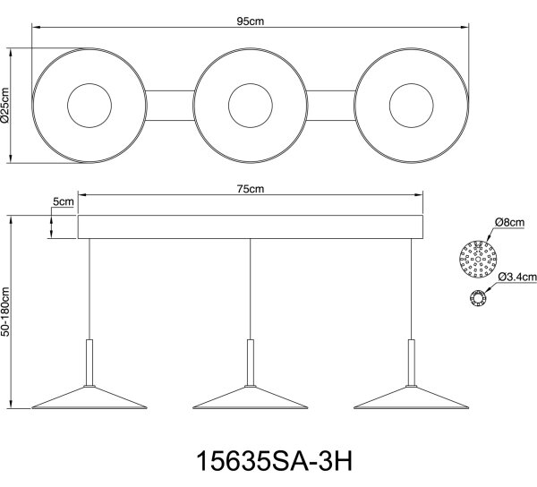 Globo 15635SA-3H - LED подвесен полилей на кабел LAMPONE LED/24W/230V 4000K бежов