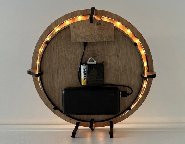 Li-Go 23712/DUB/BAT2 - Димируем часовник с LED и сензор, 1xAA, Ø 32 см, дъб