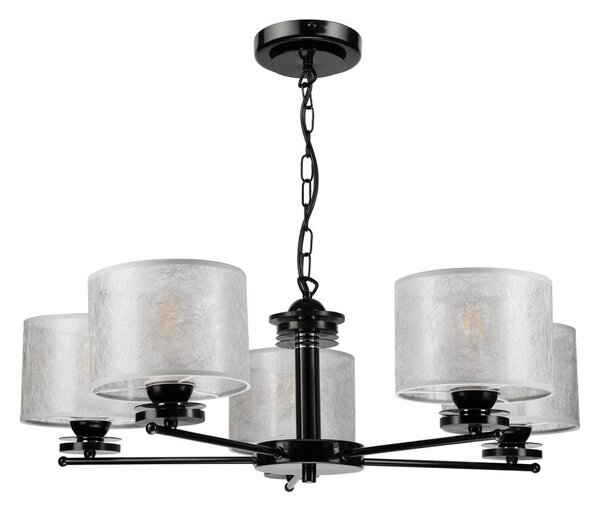 Полилей на верига ROSA 5xE27/60W/230V черен/сив