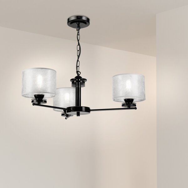 Полилей с верига ROSA 3xE27/60W/230V черен/сив