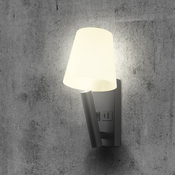 LED стенна лампа с USB порт LED/2W/230V 3000K черна/бяла