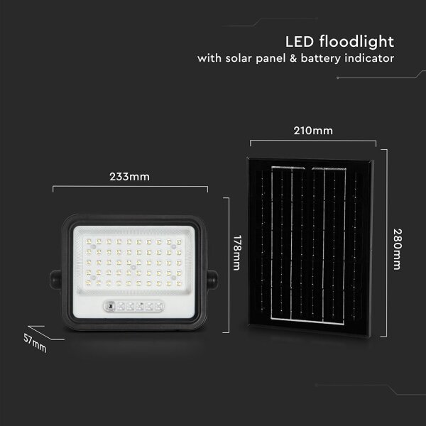 Соларен LED прожектор с димер LED/100W/3,2V IP65 5000 mAh черен + дистанционно управление