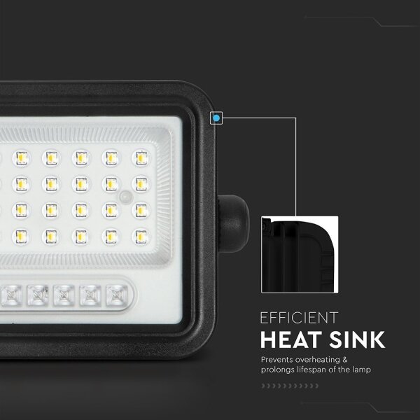 LED димируем соларен прожектор LED/50W/3,2V IP65 3800 mAh черен + дистанционно управление