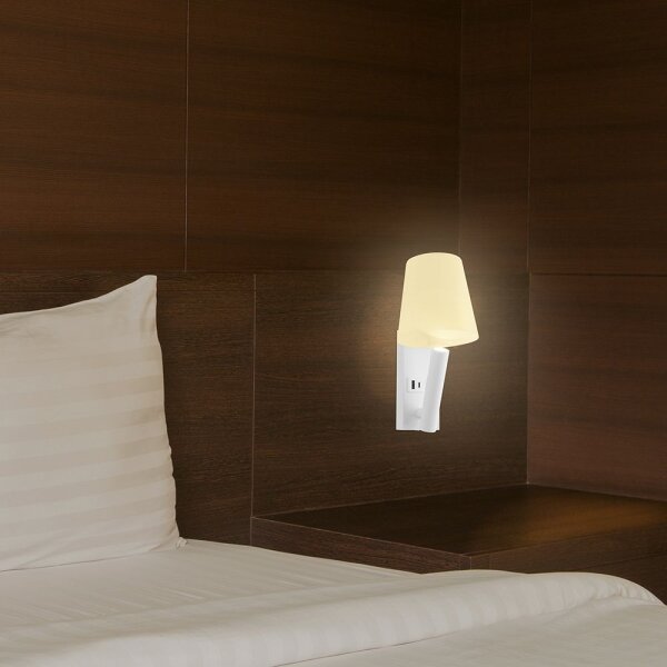LED стенна лампа с USB порт LED/2W/230V 3000K бяла