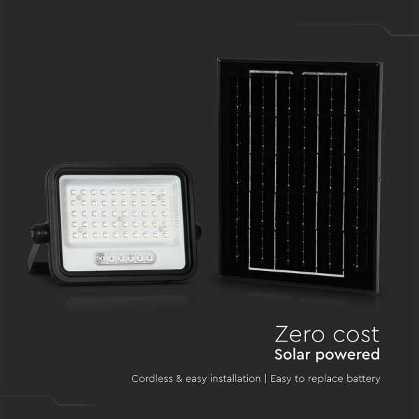 Соларен LED прожектор с димер LED/100W/3,2V IP65 5000 mAh черен + дистанционно управление