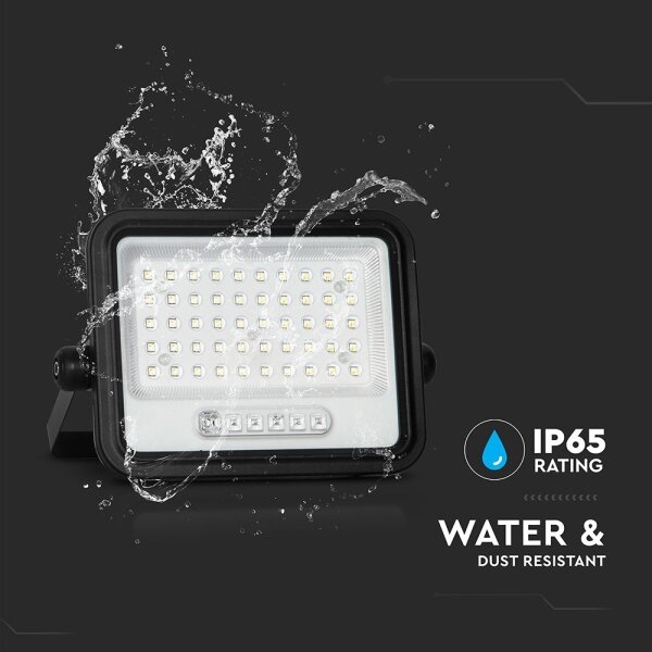 Соларен LED прожектор с димер LED/100W/3,2V IP65 5000 mAh черен + дистанционно управление