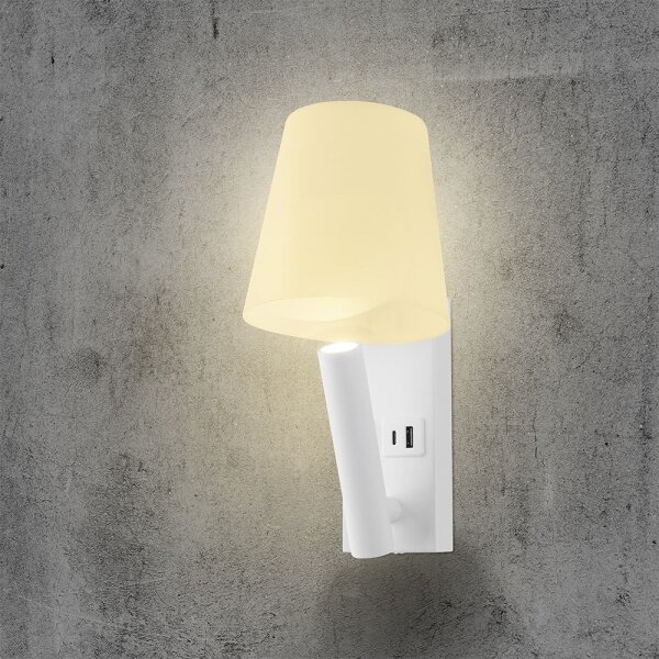 LED стенна лампа с USB порт LED/2W/230V 3000K бяла