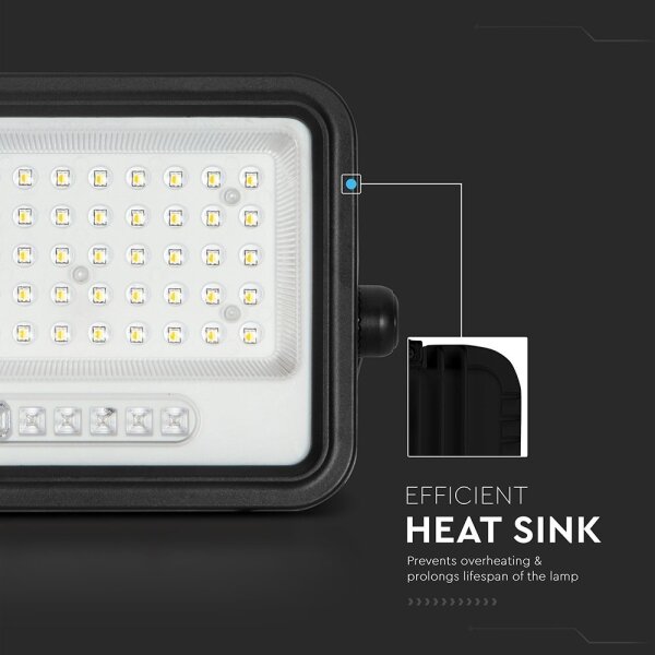 Соларен LED прожектор с димер LED/100W/3,2V IP65 5000 mAh черен + дистанционно управление