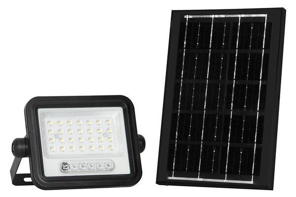 LED димируем соларен прожектор LED/50W/3,2V IP65 3800 mAh черен + дистанционно управление