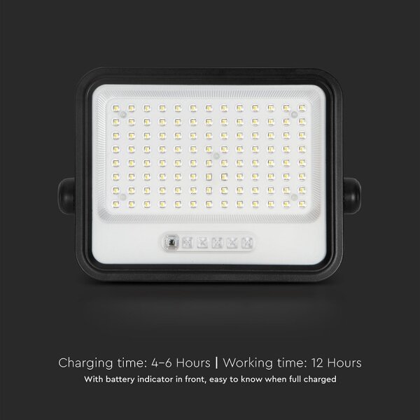 LED димируем соларен прожектор LED/200W/3,2V IP65 10000 mAh черен + дистанционно управление