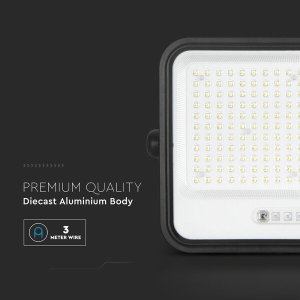 Соларен LED прожектор с димер LED/400W/3,2V IP65 20000 mAh черен + дистанционно управление