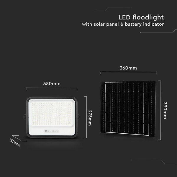 Соларен LED прожектор с димер LED/400W/3,2V IP65 20000 mAh черен + дистанционно управление