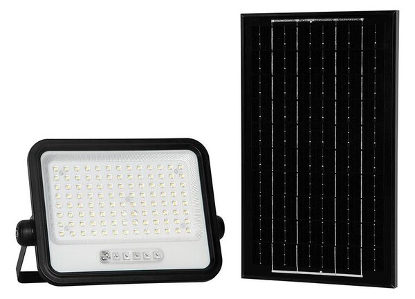 LED димируем соларен прожектор LED/200W/3,2V IP65 10000 mAh черен + дистанционно управление