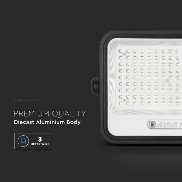 LED димируем соларен прожектор LED/300W/3,2V IP65 15000 mAh черен + дистанционно управление