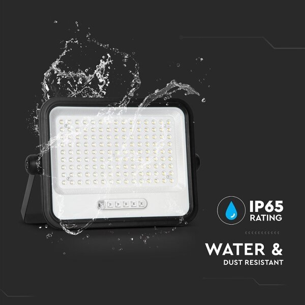 LED димируем соларен прожектор LED/300W/3,2V IP65 15000 mAh черен + дистанционно управление