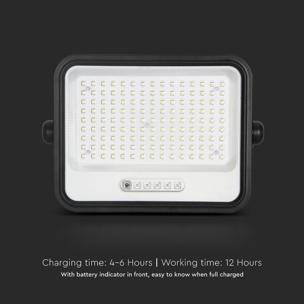 LED димируем соларен прожектор LED/300W/3,2V IP65 15000 mAh черен + дистанционно управление