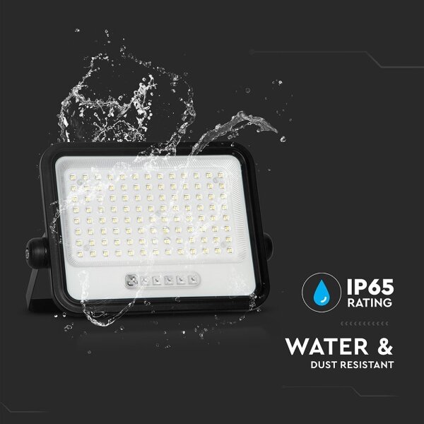 LED димируем соларен прожектор LED/200W/3,2V IP65 10000 mAh черен + дистанционно управление