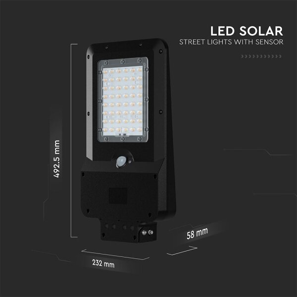 LED соларна улична лампа със сензор LED/20W/7,4V IP65 5400 mAh