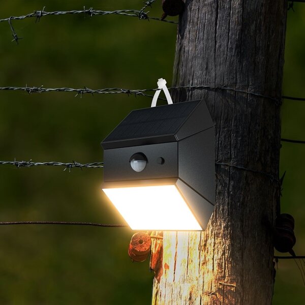 LED стенен соларен осветител със сензор LED/2,5W/3,7V IP65 1200 mAh черен