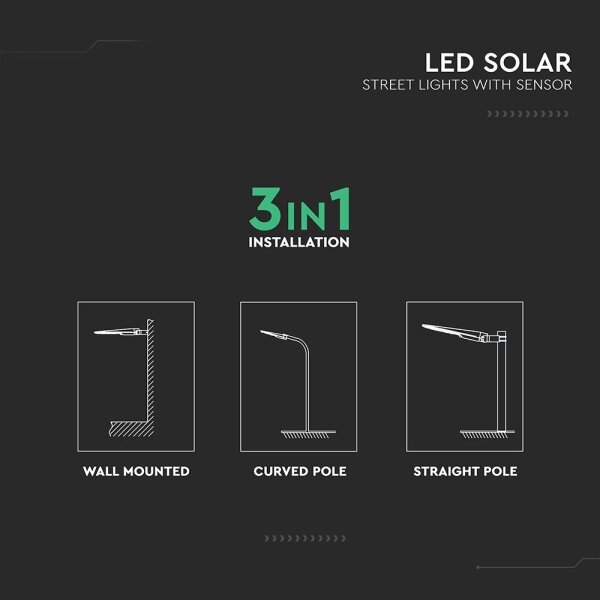LED соларна улична лампа със сензор LED/20W/7,4V IP65 5400 mAh