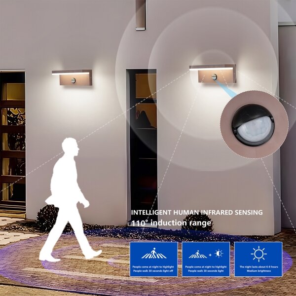 Brilagi-LED Външна стенна лампа със сензор TESSI LED/10W/230V, кафява, IP54
