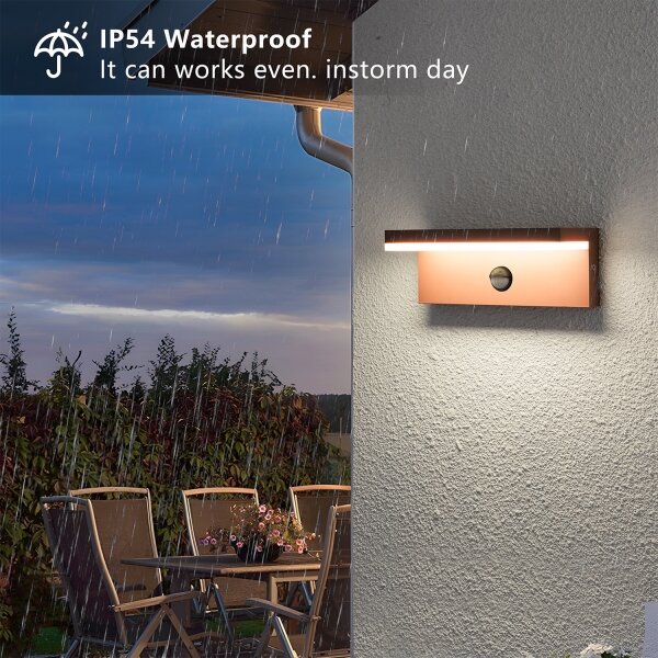 Brilagi-LED Външна стенна лампа със сензор TESSI LED/10W/230V, кафява, IP54