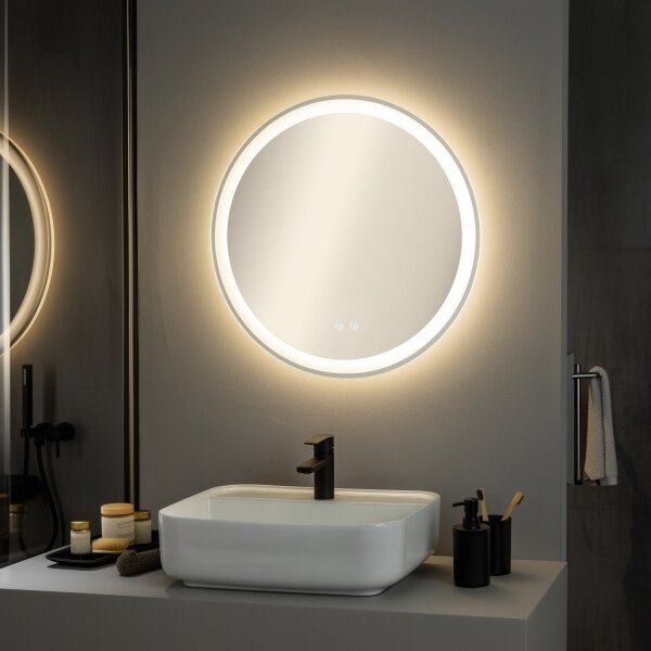 Brilagi-LED димируемо опушено огледало с подсветка и подгряване AVA ECO LED/11,5W/230V Ø60 cm IP44