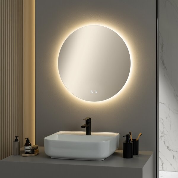 Brilagi - LED димируемо огледало с подгряване и подсветка DEMI ECO LED/12W/230V Ø 60 см IP44