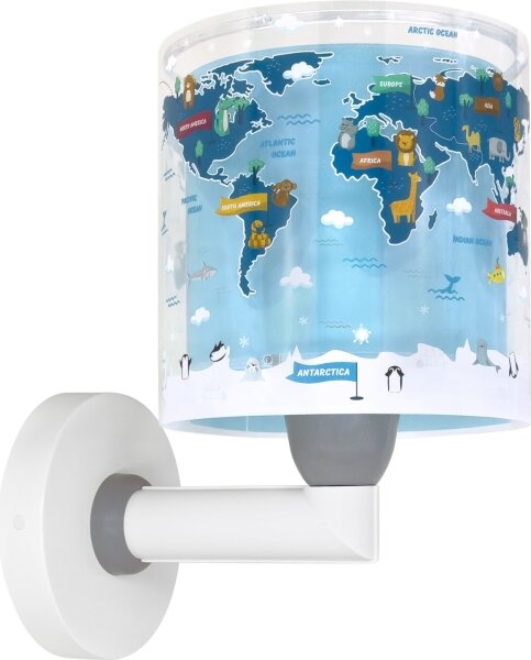 Dalber 40679 - Детска стенна лампа WORLD 1xE27/15W/230V синя
