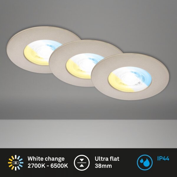Briloner 7605032-КОМПЛЕКТ 3xLED вградено осветително тяло за баня 3xLED/4,9W/230V IP44 матов хром
