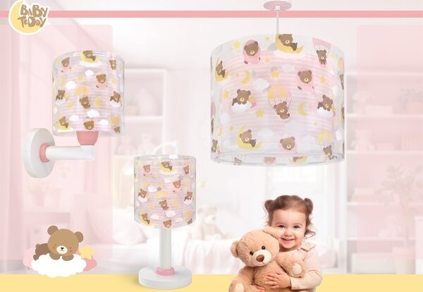 Dalber 41579S - Детска стенна лампа BABY TEDDY 1xE27/15W/230V розова