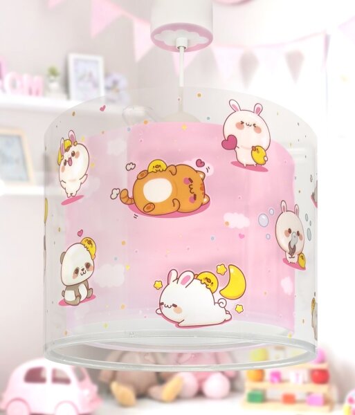 Dalber 41762S - Детски полилей KAWAII FRIENDS 1xE27/15W/230V розов