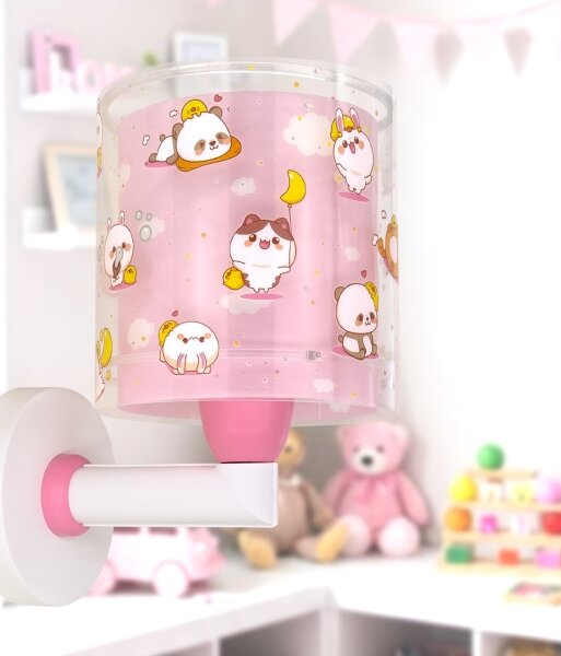 Dalber 41769S - Детска стенна лампа KAWAII FRIENDS 1xE27/15W/230V розова