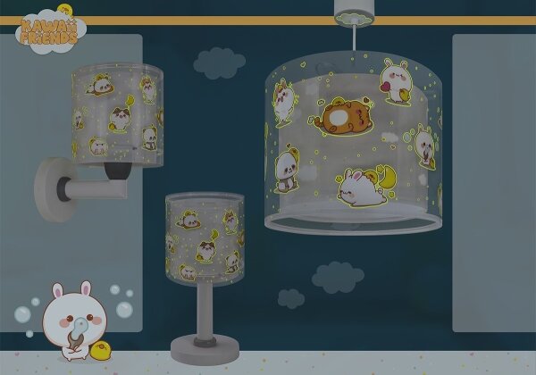 Dalber 41769E - Детска стенна лампа KAWAII FRIENDS 1xE27/15W/230V сива