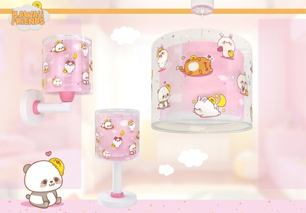 Dalber 41762S - Детски полилей KAWAII FRIENDS 1xE27/15W/230V розов