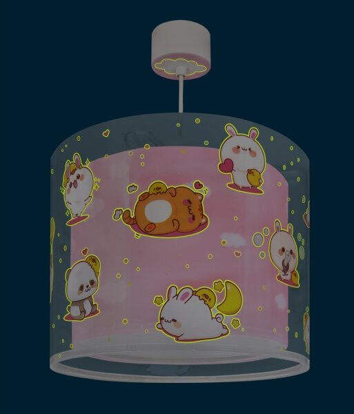 Dalber 41762S - Детски полилей KAWAII FRIENDS 1xE27/15W/230V розов