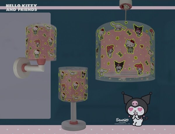 Dalber 41259 - Детска стенна лампа HELLO KITTY&FRIENDS 1xE27/15W/230V розова