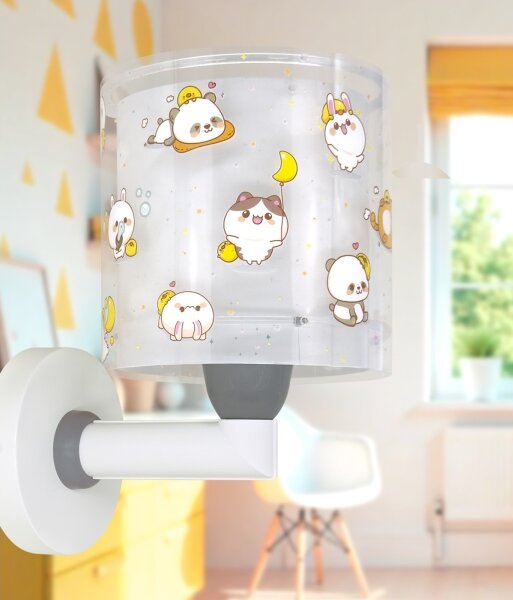 Dalber 41769E - Детска стенна лампа KAWAII FRIENDS 1xE27/15W/230V сива