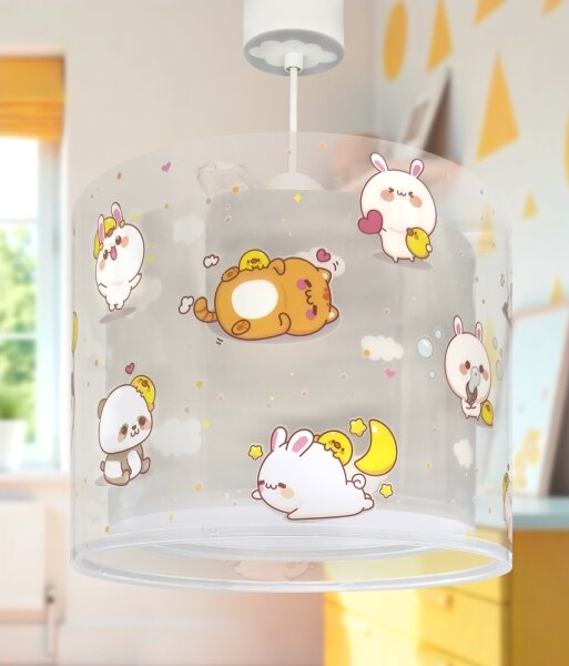 Dalber 41762E - Детски полилей KAWAII FRIENDS 1xE27/15W/230V сив